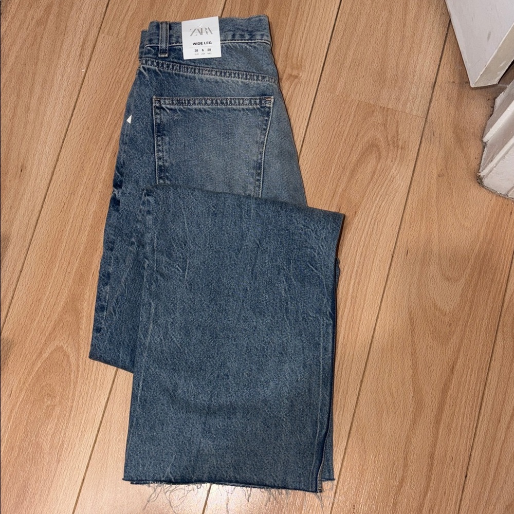 Zara Woman Wide Leg Blue Jeans Size 6 - Picture 5 of 5